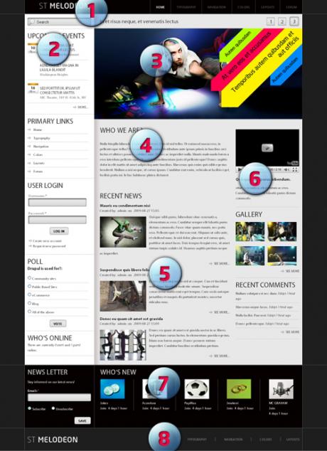 Drupal theme social network ST Melodeon layout